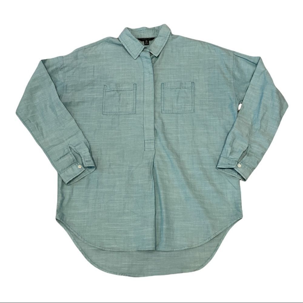 Lands‎ End Top Womens Extra Small XS Long Sleeve Button Down Pullover Blouse